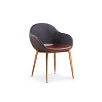 Scaun tapitat de lux K 304, gri inchis + maro si picioare aurii, 47x59x981 cm - 1