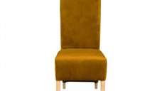 Scaun Vanessa pentru living, cu picioare din lemn natural si tapiterie verde galben, dimensiuni 47x60x110 cm