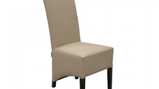 Scaun Vanessa pentru living, din piele ecologica, crem, dimensiuni 46x65x107 cm
