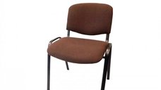 Scaun vizitator maro, cu cadru metalic si tapiterie din stofa, 52 x 44 x 76 cm