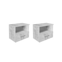 Set 2 Noptiere ALMA, 1 sertar, pin antichizat, 50x30x42 cm - 1