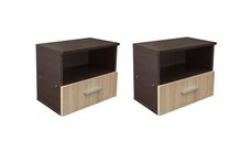 Set 2 Noptiere ALMA, 1 sertar, sonoma inchis + deschis, 50x30x42 cm