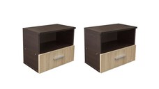 Set 2 Noptiere ALMA, 1 sertar, sonoma inchis + deschis, 50x30x42 cm