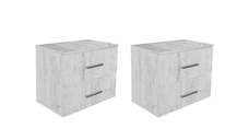 Set 2 Noptiere ALMA, 2 sertare, pin antichizat, 50x30x42 cm