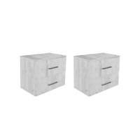 Set 2 Noptiere ALMA, 2 sertare, pin antichizat, 50x30x42 cm - 1