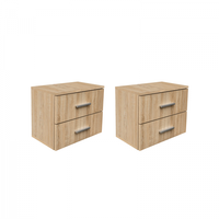 Set 2 Noptiere ALMA, 2 sertare, sonoma deschis, 50x30x42 cm - 1