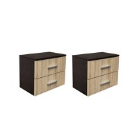Set 2 Noptiere ALMA, 2 sertare, sonoma inchis + deschis, 50x30x42 cm - 1