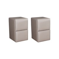 Set 2 Noptiere SIESTA cu 2 sertare, piele ecologica bej - 1