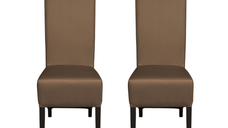 Set 2 scaune de living VANESSA cu picioare din lemn wenge si piele ecologica cappuccino, dimensiuni 47x60x110 cm