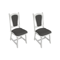 Set 2 scaune IZA, cadru alb + stofa gri, 45x45x95 cm - 1