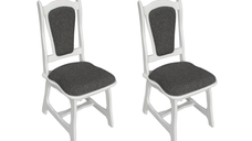 Set 2 scaune IZA, cadru alb + stofa gri, 45x45x95 cm