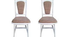 Set 2 scaune IZA, cadru alb + stofa maro, 45x45x95 cm