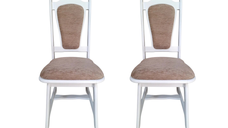 Set 2 scaune IZA, cadru alb + stofa maro, 45x45x95 cm