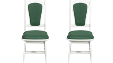 Set 2 scaune IZA, cadru alb + stofa verde, 45x45x95 cm