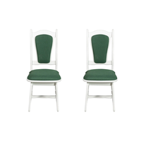 Set 2 scaune IZA, cadru alb + stofa verde, 45x45x95 cm - 1