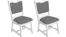 Set 2 scaune living FLANDER, cadru alb + stofa gri inchis, 50x48x95 cm