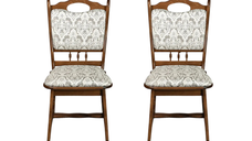 Set 2 scaune living FLANDER, cadru nuc + stofa print 02, 50x48x95 cm