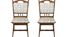 Set 2 scaune living FLANDER, cadru nuc + stofa print 02, 50x48x95 cm