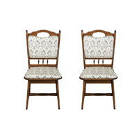 Set 2 scaune living FLANDER, cadru nuc + stofa print 02, 50x48x95 cm - 1