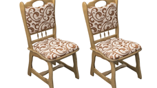 Set 2 scaune living FLANDER, cadru stejar + stofa print 05, 50x48x95 cm