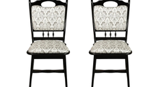 Set 2 scaune living FLANDER, cadru wenge + stofa print 02, 50x48x95 cm