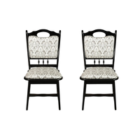 Set 2 scaune living FLANDER, cadru wenge + stofa print 02, 50x48x95 cm - 1