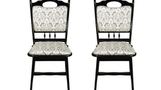 Set 2 scaune living FLANDER, cadru wenge + stofa print 02, 50x48x95 cm