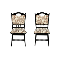 Set 2 scaune living FLANDER, cadru wenge + stofa print 05, 50x48x95 cm - 1
