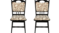 Set 2 scaune living FLANDER, cadru wenge + stofa print 05, 50x48x95 cm