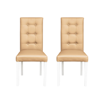 Set 2 scaune living TEO LUX, picioare lemn alb, piele ecologica bej, 46x60x98 cm - 1