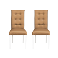 Set 2 scaune living TEO LUX, picioare lemn alb, piele ecologica bej inchis, 46x60x98 cm - 1