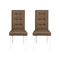 Set 2 scaune living TEO LUX, picioare lemn alb, piele ecologica cappuccino, 46x60x98 cm - 1