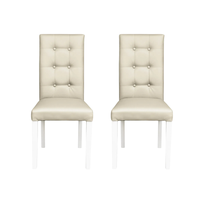 Set 2 scaune living TEO LUX, picioare lemn alb, piele ecologica crem, 46x60x98 cm - 1