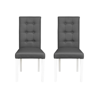 Set 2 scaune living TEO LUX, picioare lemn alb, piele ecologica gri, 46x60x98 cm - 1
