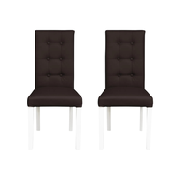 Set 2 scaune living TEO LUX, picioare lemn alb, piele ecologica maro inchis, 46x60x98 cm - 1