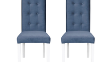 Set 2 scaune living TEO LUX, picioare lemn alb, stofa albastru deschis, 46x60x98 cm