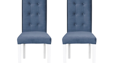 Set 2 scaune living TEO LUX, picioare lemn alb, stofa albastru deschis, 46x60x98 cm