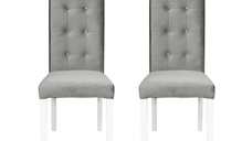 Set 2 scaune living TEO LUX, picioare lemn alb, stofa bej, 46x60x98 cm