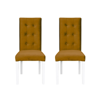 Set 2 scaune living TEO LUX, picioare lemn alb, stofa galben, 46x60x98 cm - 1