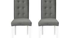 Set 2 scaune living TEO LUX, picioare lemn alb, stofa gri deschis, 46x60x98 cm