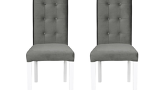 Set 2 scaune living TEO LUX, picioare lemn alb, stofa gri deschis, 46x60x98 cm