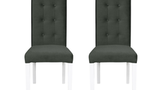 Set 2 scaune living TEO LUX, picioare lemn alb, stofa gri inchis, 46x60x98 cm