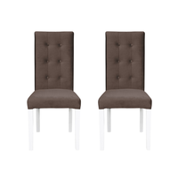 Set 2 scaune living TEO LUX, picioare lemn alb, stofa maro, 46x60x98 cm - 1