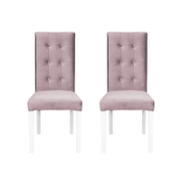 Set 2 scaune living TEO LUX, picioare lemn alb, stofa roz pudra, 46x60x98 cm - 1