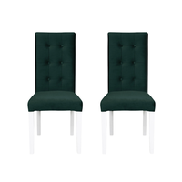 Set 2 scaune living TEO LUX, picioare lemn alb, stofa verde smarald, 46x60x98 cm - 1