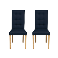 Set 2 scaune living TEO LUX, picioare lemn natur, piele ecologica albastru, 46x60x98 cm - 1