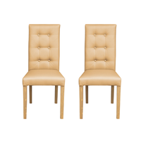 Set 2 scaune living TEO LUX, picioare lemn natur, piele ecologica bej, 46x60x98 cm - 1