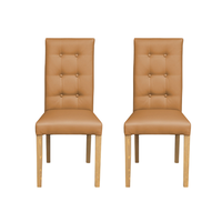 Set 2 scaune living TEO LUX, picioare lemn natur, piele ecologica bej inchis, 46x60x98 cm - 1
