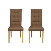 Set 2 scaune living TEO LUX, picioare lemn natur, piele ecologica cappuccino, 46x60x98 cm - 1