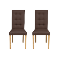 Set 2 scaune living TEO LUX, picioare lemn natur, piele ecologica maro deschis, 46x60x98 cm - 1